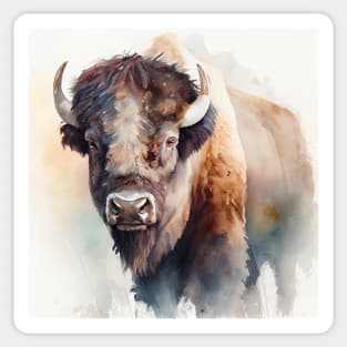 Watercolor of a single buffalo bison animal from the midwest rockies Sticker